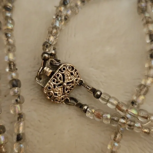 Vtg BEST 1980s Glass Beaded Round Pendant Witchy Necklace - Picture 4 of 13